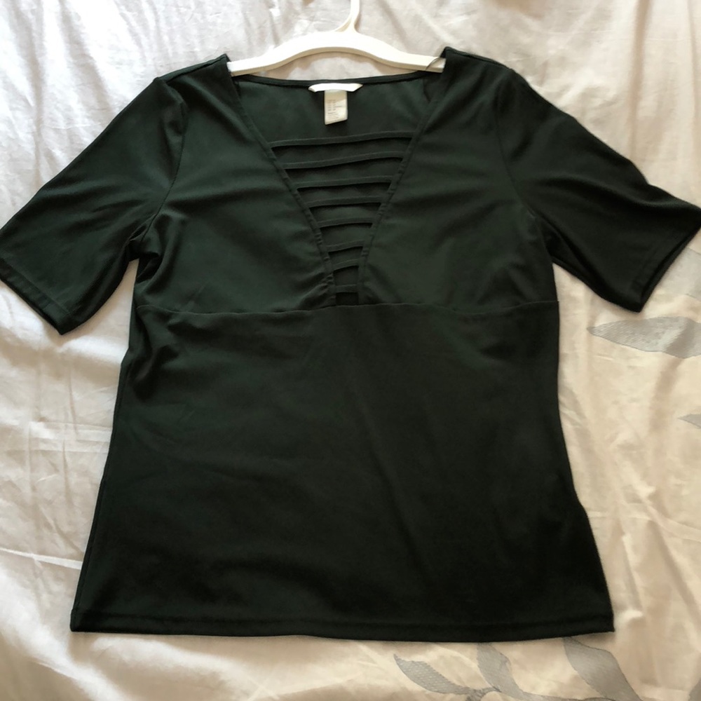 Dark Green H&M Low Cut Top
